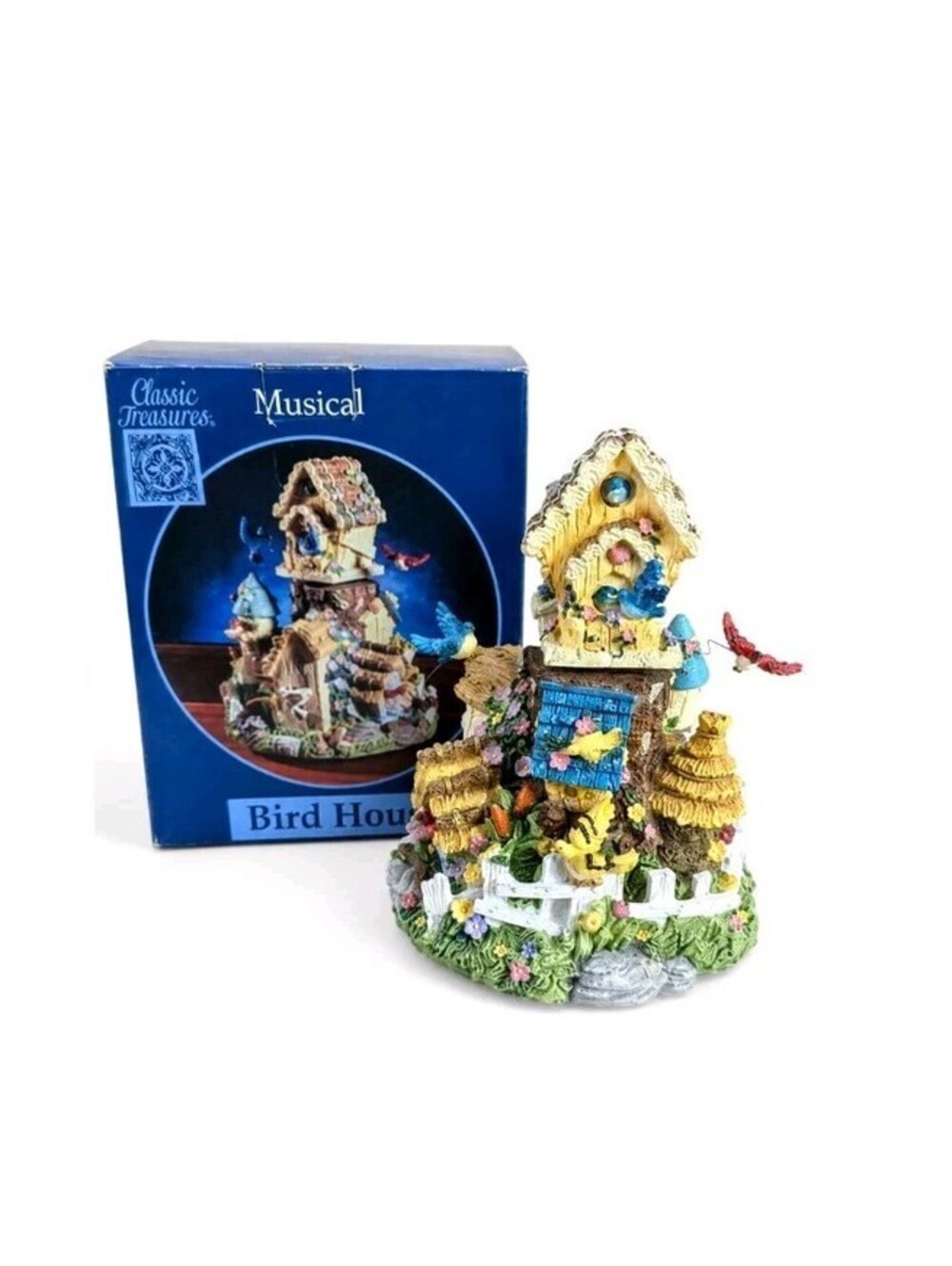Classic Treasures Birdhouse Music Box 9" Rotating I Whistle a Happy Tune WORKS